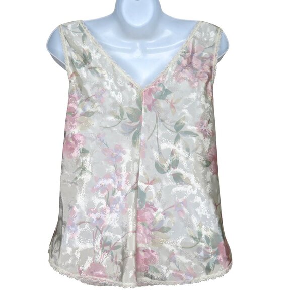 New Vintage 70s Lucie Ann II Floral Print Tank Top Camisole S Lace Trim USA Made - Picture 10 of 14